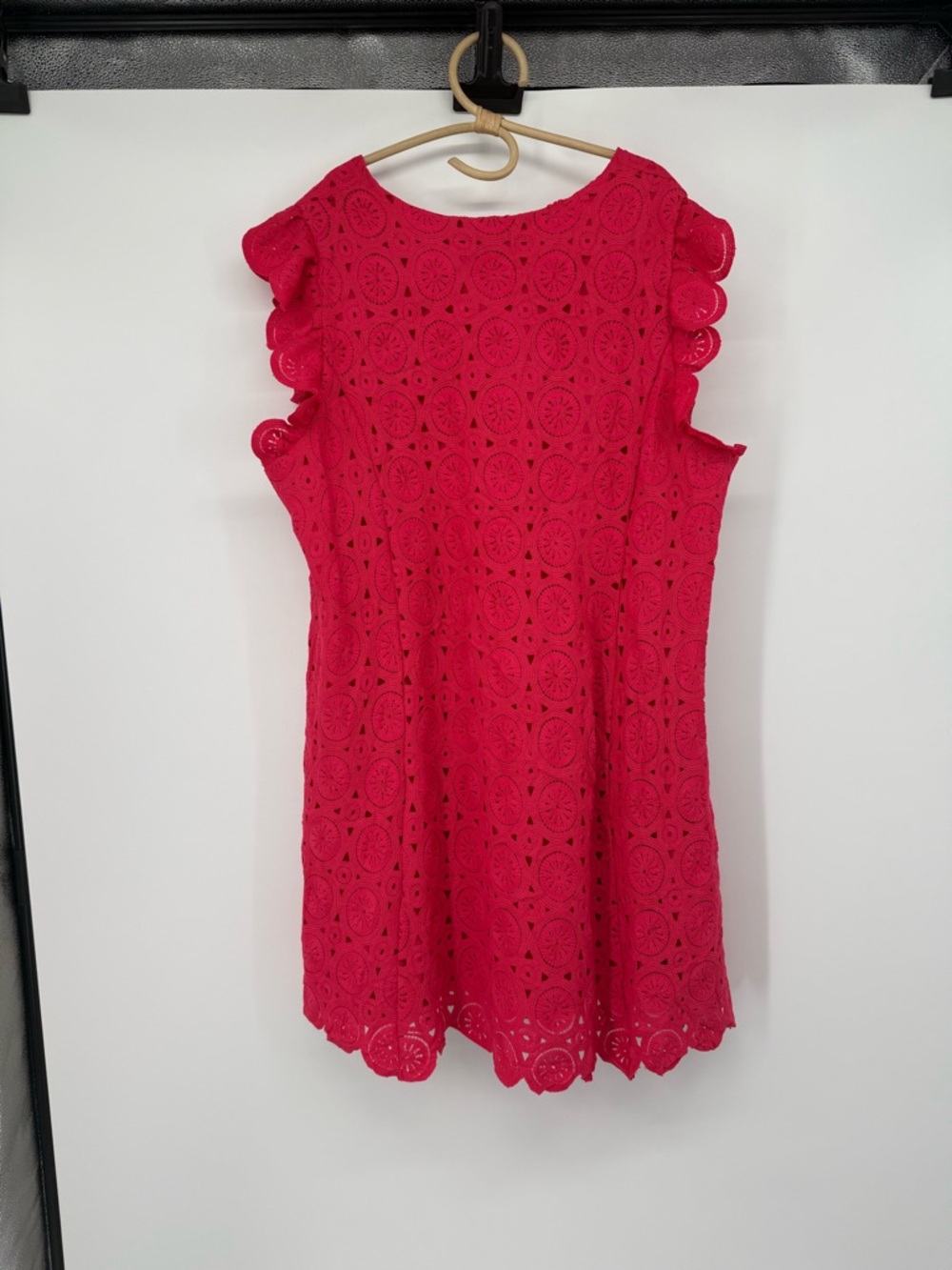 Skies are Blue Raspberry Sorbet Ruffle Sleeve Button Front Knee Length Dress NEW - Picture 4 of 15